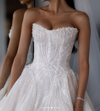 Pretty Wedding Dress Ball Gown Sweetheart White Sequin Long Wedding Dresses Bridal Gowns HZ1121