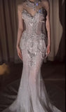 Retro Wedding Dress Mermaid Sweetheart Sequin Pearls Long White Wedding Dresses Bride Dress Bridal Gowns HZ1214