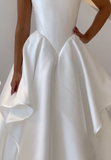 Modest Wedding Dress Ball Gown Strapless Satin White Long Wedding Dresses Brides Dress Bridal Gowns HZ1214