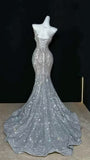 Sparkly Wedding Dress Mermaid Scoop Sequin Long Silver Corset Back Wedding Dresses Brides Dress Bridal Gowns HZ1214