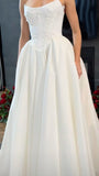 Pretty Wedding Dress Ball Gown Strapless Satin White Long Wedding Dresses Bridal Gowns HZ1214