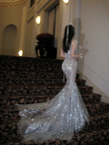 Retro Wedding Dress Mermaid Scoop Sequin Pearls Long Silver Wedding Dresses Bride Dress Bridal Gowns HZ1214