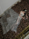 Sexy Wedding Dress Mermaid Scoop Sequin Pearls Long Silver Wedding Dresses Bride Dress Bridal Gowns With Train HZ1214