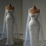 Modest Wedding Dress Mermaid Strapless Lace Long White Wedding Dresses Brides Dress Bridal Gowns HZ1214