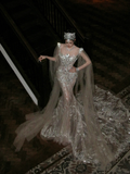 Pretty Wedding Dress Mermaid Sequin White Long Luxury Wedding Dresses Bridal Gowns Brides Gown HZ1214