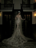 Pretty Wedding Dress Mermaid Sequin White Long Luxury Wedding Dresses Bridal Gowns Brides Gown HZ1214