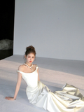 Dreamy Wedding Dress Sheath Off The Shoulder White Satin Summer Long Wedding Dresses Bridal Gowns HZ1214