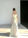 Simple Wedding Dress Sheath Off The Shoulder Summer Long White Wedding Dresses Bride Dress Bridal Gowns HZ1214