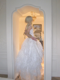 Pretty Wedding Dress Ball Gown Square Neck Sequin White Long Luxury Wedding Dresses Bridal Gowns Brides Gown HZ1214