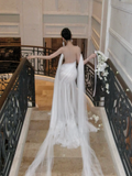 Simple Wedding Dress Sheath Off The Shoulder Summer Long Tulle White Wedding Dresses Bride Dress Bridal Gowns HZ1214