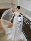 Simple Wedding Dress Sheath Off The Shoulder Summer Long Tulle White Wedding Dresses Bride Dress Bridal Gowns HZ1214