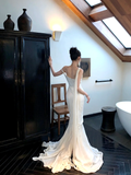 Simple Wedding Dress Mermaid Off The Shoulder Summer Long Satin White Wedding Dresses Bride Dress Bridal Gowns HZ1214