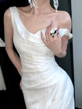 Simple Wedding Dress Mermaid Off The Shoulder Summer Long Satin White Wedding Dresses Bride Dress Bridal Gowns HZ1214