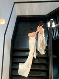 Simple Wedding Dress Mermaid Strapless Summer Long Satin White Wedding Dresses Bride Dress Bridal Gowns HZ1214