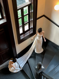 Simple Wedding Dress Mermaid Strapless Summer Long Satin White Wedding Dresses Bride Dress Bridal Gowns HZ1214