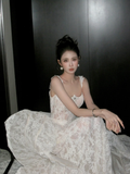 Modest Wedding Dress Ball Gown Square Neck Lace Summer Long White Wedding Dresses Bride Dress Bridal Gowns HZ1214