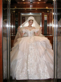 Pretty Wedding Dress Ball Gown Scoop Tulle White Long Luxury Wedding Dresses Bridal Gowns Brides Gown HZ1214