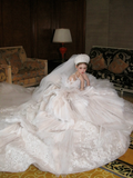 Pretty Wedding Dress Ball Gown Scoop Tulle White Long Luxury Wedding Dresses Bridal Gowns Brides Gown HZ1214