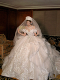 Pretty Wedding Dress Ball Gown Scoop Tulle White Long Luxury Wedding Dresses Bridal Gowns Brides Gown HZ1214