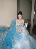 Classy Ball Gown Strapless Blue Layers Tulle Long Prom Dresses Party Dress Birthday Outfits Graduation Dresses HZ1214