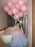 Classy Ball Gown Strapless Pink Layers Tulle Long Prom Dresses Party Dress Birthday Outfits Graduation Dresses HZ1214