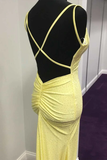 Niulatu Yellow Long Prom Dresses Backless Yellow Prom Dresses Formal Evening Dresses HZ1007
