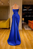 Niulatu Burgundy Spaghetti Straps Pleated Mermaid Prom Dress Long Evening HZ1007