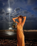 Niulatu V Neck Satin Long Prom Dress Evening Dress HZ1007