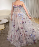 Niulatu lace long A line prom dress evening dress HZ0113