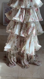 Niulatu Chiffon Print Floral A Line Backless Prom Dress V Neck Halter Layered Evening Dress HZ1007