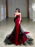 Niulatu Off The Shoulder Burgundy Evening Dress Reception Dress HZ1007