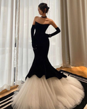 Niulatu Mermaid Velvet Tulle Long Prom Dress Evening Dress HZ1007