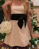 Niulatu Light Champagne Strapless Short Homecoming Dress Mini Party Dress HZ0113