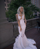 Niulatu Silver Mermaid Long Sleeves Prom Dress HZ0113