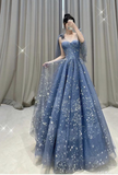 Niulatu Tulle Prom Gown Evening Dress Long Prom Dress HZ1007