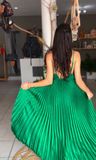 Niulatu Spaghetti Straps Pleated V Neck Party Prom Dress A Line Evening Gown HZ1007