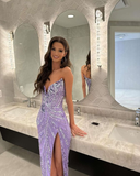 Niulatu V Neck Sheath Slit Long Prom Evening Dress HZ1007