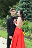 Niulatu Red A-line Prom Dress Lace-up Back Evening Dress HZ1007