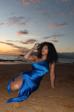 Niulatu Blue One Shoulder Sheath Prom Dress Side Slit Evening Dress HZ1007