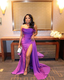 Niulatu Purple Sweetheart Satin Evening Dress Purple Dinner Dress HZ1007