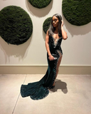 Niulatu Velvet Prom Dress African Mermaid Evening Dress With Slit HZ1007