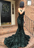 Niulatu Mermaid Glitter Prom Dress Long Evening Gowns Dark Green Women Formal Dresses HZ1007