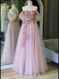 Niulatu The Shoulder Tulle Applique Long Prom Dress Fairy Evening Dress HZ0113