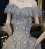 Niulatu Shoulder A-line Evening Dress Fairy Graduation Dress HZ1007