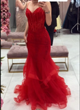 Niulatu Red Mermaid Evening Dress Red Pageant Dress HZ1007