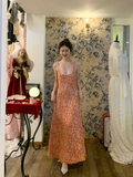 Niulatu Exquisite A Line Straps Orange Beaded Tulle Prom Dress Wedding Guest Dress HZ0113