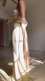 Niulatu Strapless Mermaid Long Prom Dress Evening Dress With Bow HZ1007