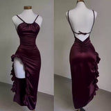 Niulatu High Low Halter Burgundy Birthday Outfits Homecoming Dress HZ1110