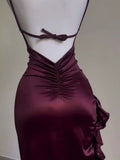 Niulatu High Low Halter Burgundy Birthday Outfits Homecoming Dress HZ1110