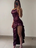 Niulatu High Low Halter Burgundy Birthday Outfits Homecoming Dress HZ1110